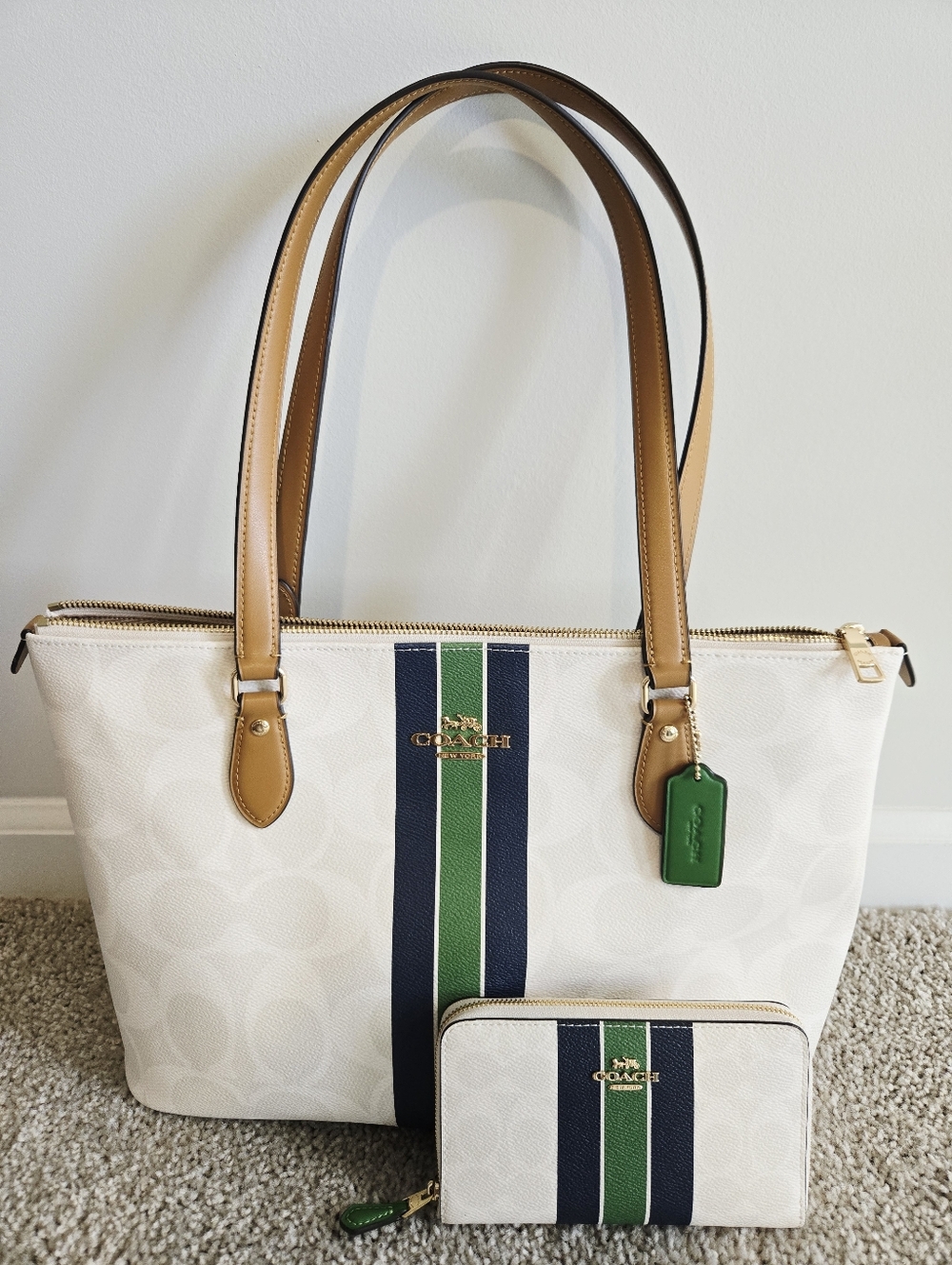 Coach Galley Signature Tote and Wallet Set